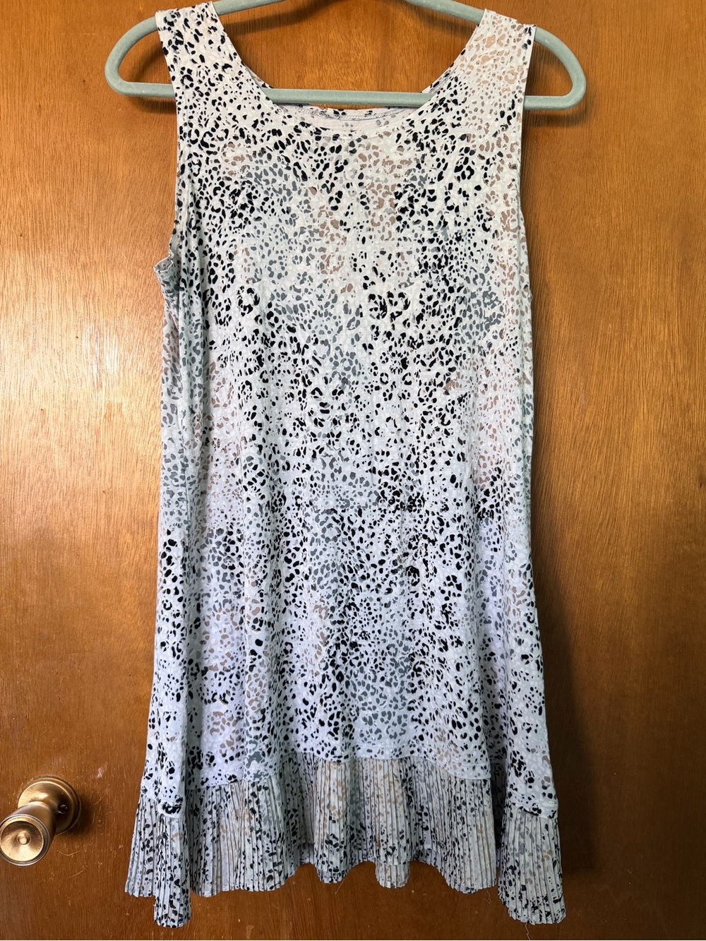 Sleeveless Ivory and Black Animal Print Skirted Tank